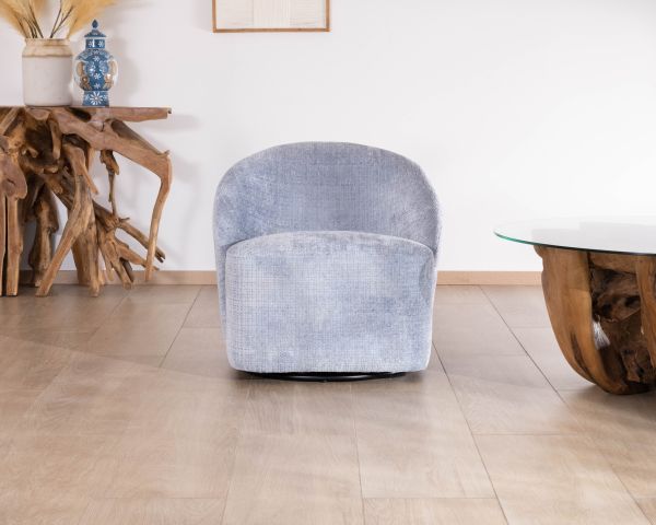 Poltrona girevole dal design elegante in tessuto "Marylin" blu ghiaccio