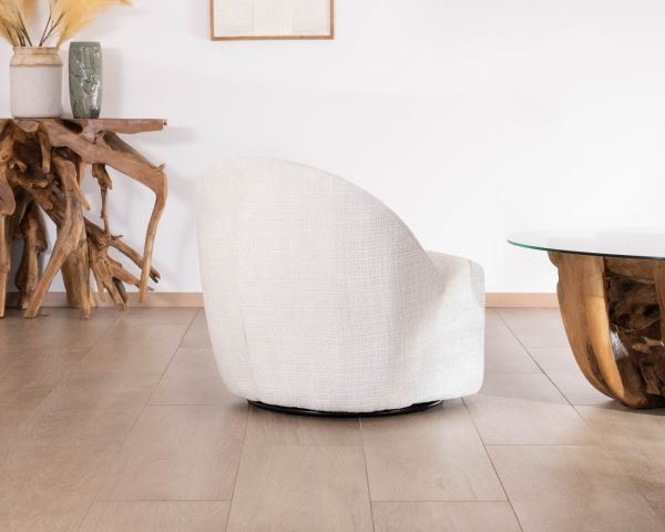 Poltrona girevole a 360° "Marylin" in elegante tessuto bianco