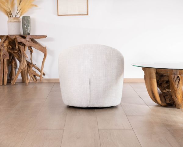 Poltrona girevole a 360° "Marylin" in elegante tessuto bianco