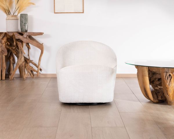 Poltrona girevole a 360° "Marylin" in elegante tessuto bianco