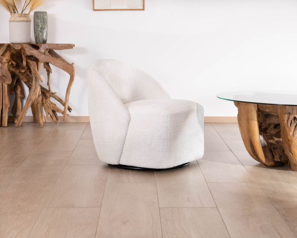 Poltrona girevole a 360° "Marylin" in elegante tessuto bianco