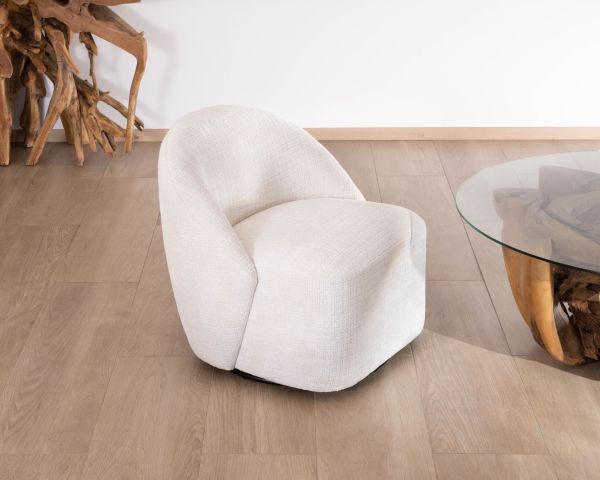 Poltrona girevole a 360° "Marylin" in elegante tessuto bianco