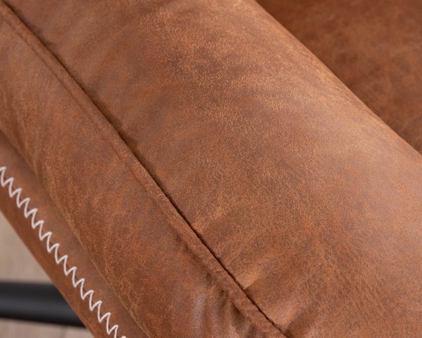 Poltrona girevole in stile retrò "Branson" con pouf in microfibra in tessuto color avana