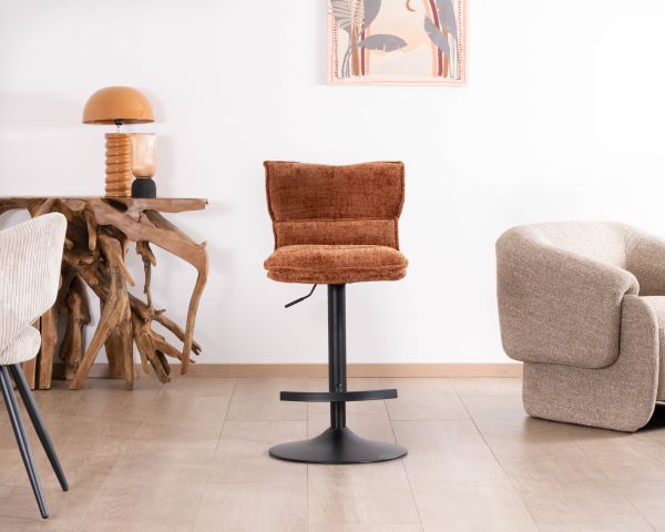 Set di 2 sedie da bar imbottite e regolabili in altezza "Topley" in terracotta