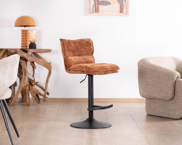 Set di 2 sedie da bar imbottite e regolabili in altezza "Topley" in terracotta