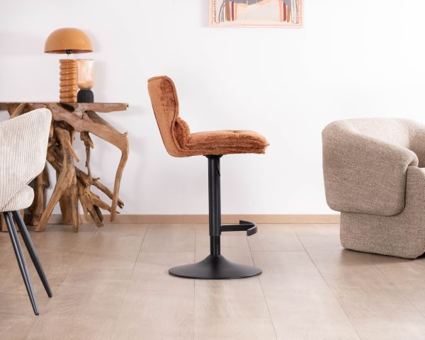 Set di 2 sedie da bar imbottite e regolabili in altezza "Topley" in terracotta