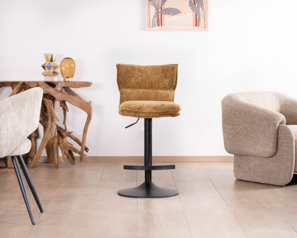 Set di 2 seggioloni "Topley" in tessuto senape, seduta regolabile in altezza