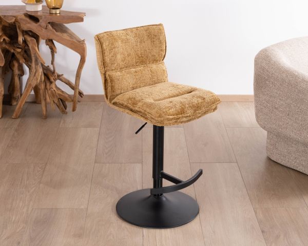 Set di 2 seggioloni "Topley" in tessuto senape, seduta regolabile in altezza