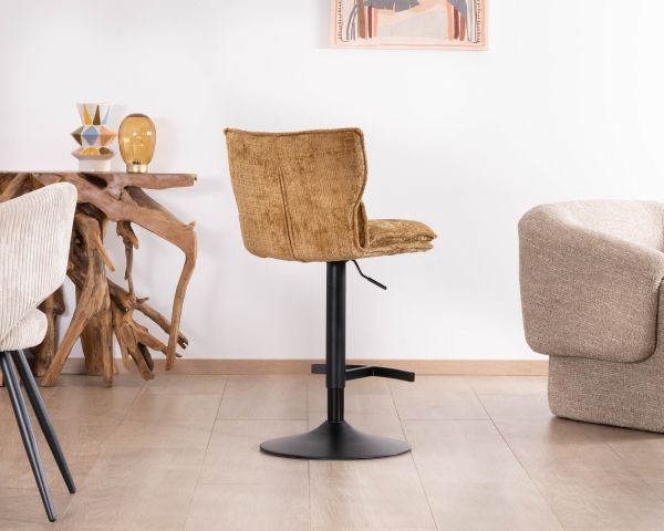 Set di 2 seggioloni "Topley" in tessuto senape, seduta regolabile in altezza