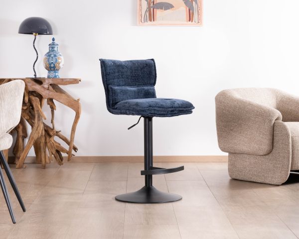 Set di 2 seggioloni trapuntati "Topley" regolabili in altezza in tessuto blu notte