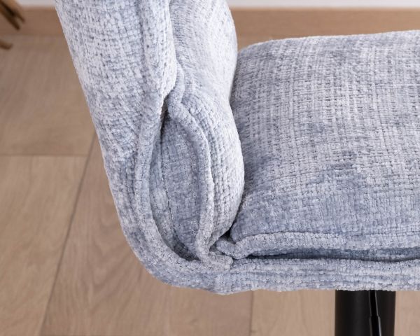 Set di 2 sedie da bar imbottite e regolabili in altezza "Topley" in tessuto blu-grigio