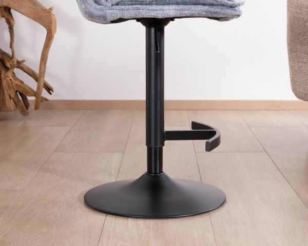 Set di 2 sedie da bar imbottite e regolabili in altezza "Topley" in tessuto blu-grigio