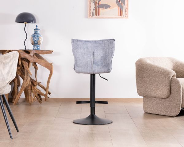 Set di 2 sedie da bar imbottite e regolabili in altezza "Topley" in tessuto blu-grigio