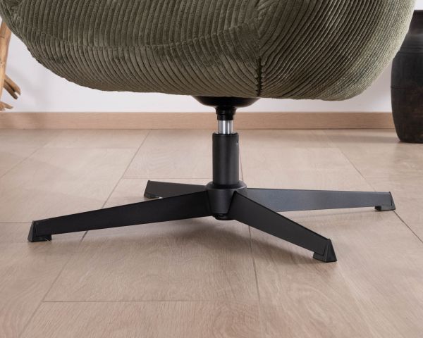 Poltrona ultraconfortevole "Bissett" girevole a 360° in morbido velluto a coste verde