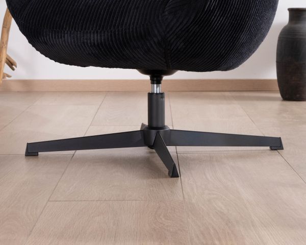 Poltrona reclinabile a 360° in velluto a coste nero "Bissett"