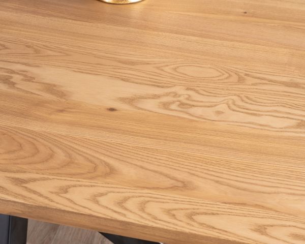 Tavolo da pranzo in frassino massiccio "Sydney" da 2 m con base a stella in metallo nero