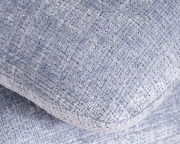 Pouf girevole in stile scandinavo in tessuto intrecciato blu ghiaccio con riflessi luminosi, Flow