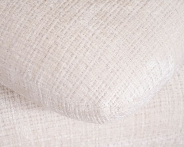 Pouf girevole in stile contemporaneo "Flow" in tessuto a trama ecrù con lucentezza setosa