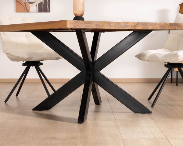 Tavolo da pranzo quadrato in teak "Zenia" con gambe in metallo 130 cm