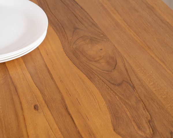 Tavolo da pranzo quadrato in teak "Zenia" con gambe in metallo 130 cm
