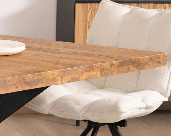 Tavolo da pranzo quadrato in teak "Zenia" con gambe in metallo 130 cm