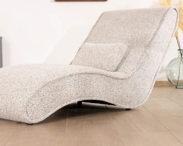 Poltrona lounge design "Syltan" in tessuto intrecciato bianco sporco