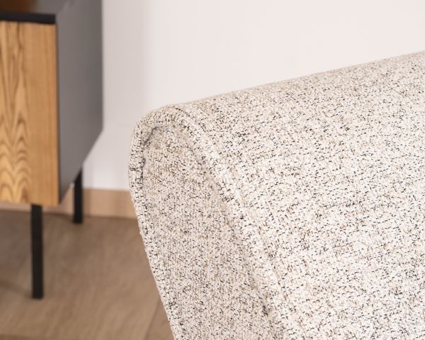 Poltrona lounge design "Syltan" in tessuto intrecciato bianco sporco