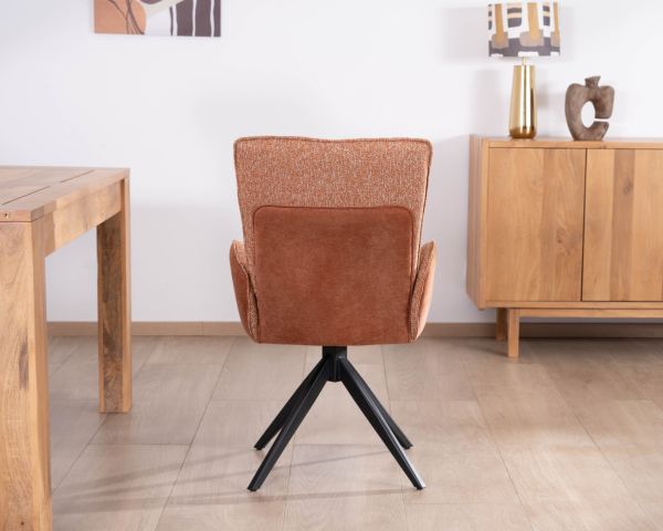 Set di 2 sedie girevoli in tessuto bi-tessuto terracotta "Eddy" con gambe in metallo