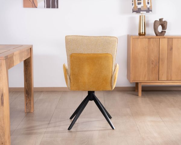 Set di 2 sedie girevoli in tessuto giallo "Eddy" con gambe in metallo