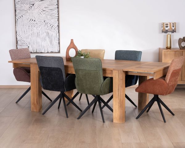 Tavolo da pranzo allungabile "Jappéo" in legno di mango tinto rovere chiaro, da 160 a 250 cm