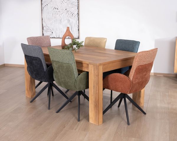 Tavolo da pranzo allungabile "Jappéo" in legno di mango tinto rovere chiaro, da 160 a 250 cm