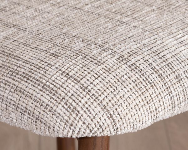 Set di 2 sedie in tessuto retrò a mezza altezza "Arpège" beige e marrone con gambe in metallo effetto noce