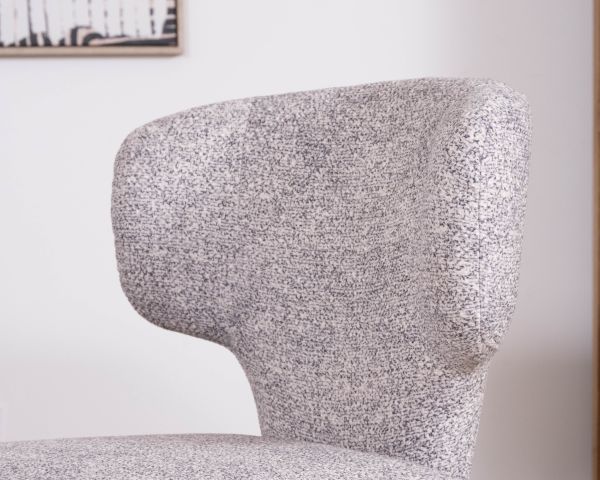 Set di 2 sedie da pranzo contemporanee "Milano" in tessuto screziato grigio chiaro con rivestimento integrale