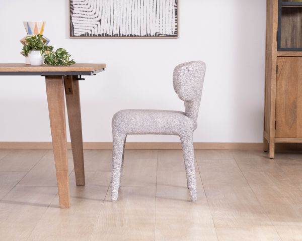 Set di 2 sedie da pranzo contemporanee "Milano" in tessuto screziato grigio chiaro con rivestimento integrale