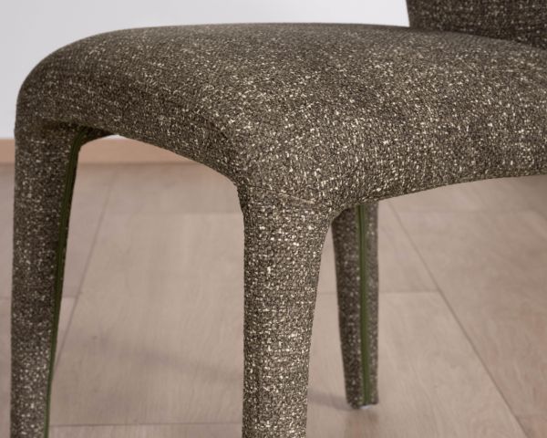 Set di 2 sedie da pranzo imbottite di design "Milano" in tessuto screziato verde kaki