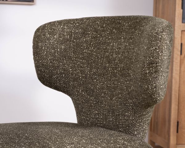 Set di 2 sedie da pranzo imbottite di design "Milano" in tessuto screziato verde kaki