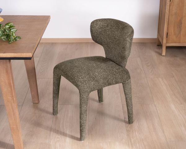 Set di 2 sedie da pranzo imbottite di design "Milano" in tessuto screziato verde kaki