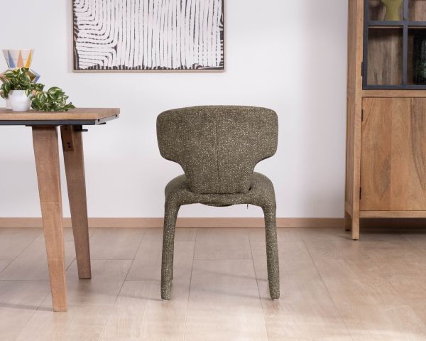 Set di 2 sedie da pranzo imbottite di design "Milano" in tessuto screziato verde kaki