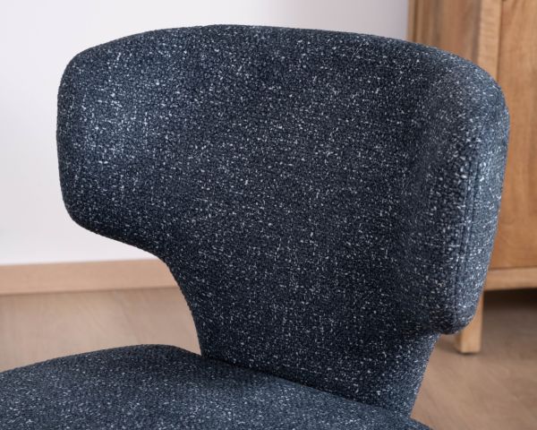 Set di 2 sedie da pranzo scultoree "Milano" in tessuto blu scuro
