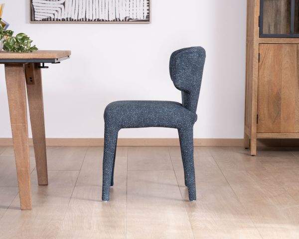 Set di 2 sedie da pranzo scultoree "Milano" in tessuto blu scuro