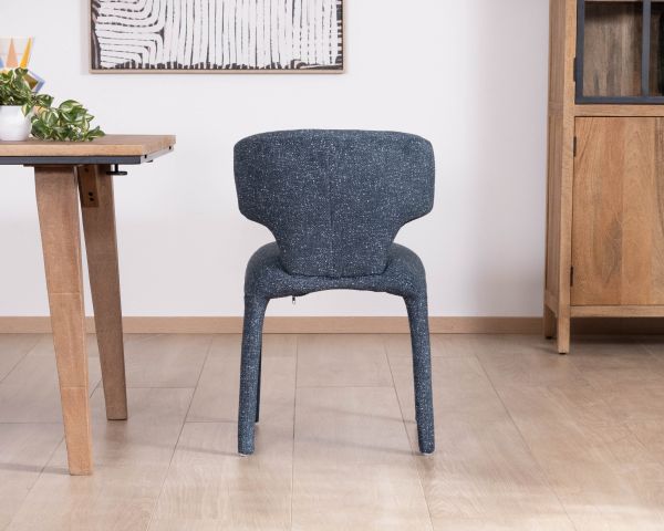 Set di 2 sedie da pranzo scultoree "Milano" in tessuto blu scuro