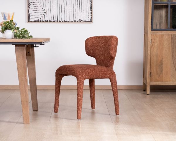 Set di 2 sedie contemporanee con imbottitura completa in tessuto terracotta "Milano