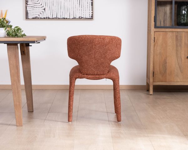 Set di 2 sedie contemporanee con imbottitura completa in tessuto terracotta "Milano