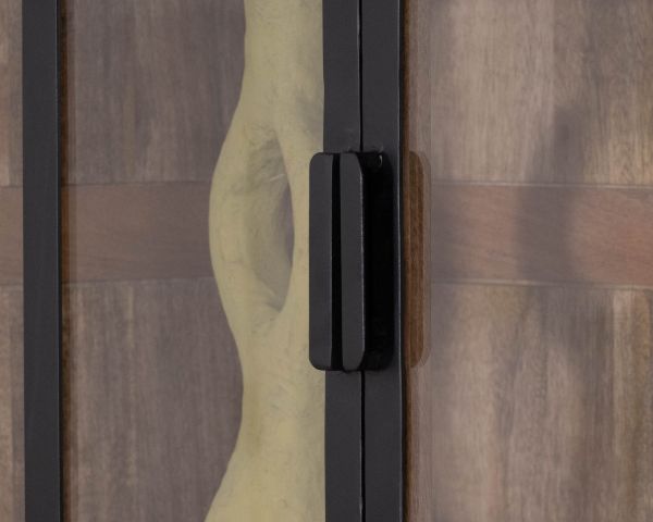 Mobile portavivande "Maestro" da 100 cm in mango naturale con ante in vetro