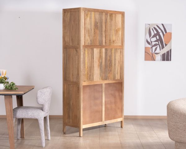 Mobile portavivande "Maestro" da 100 cm in mango naturale con ante in vetro