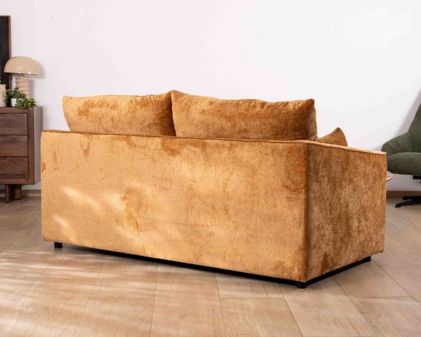 Accogliente divano contemporaneo a 2 posti "Odéa" in tessuto giallo senape