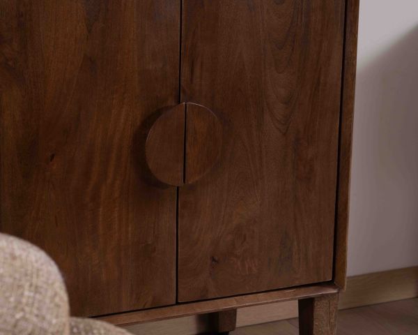 Colonna portaoggetti da 60 cm in massello di mango scuro "Kaldo" Spirito del Medioevo