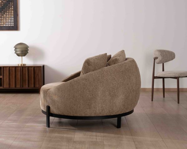 Poltrona "Sweet Culture" XL in tessuto bouclette tortora 120 cm ultra confortevole