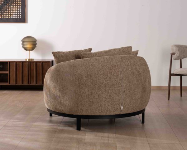 Poltrona "Sweet Culture" XL in tessuto bouclette tortora 120 cm ultra confortevole