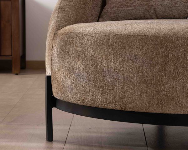 Poltrona "Sweet Culture" XL in tessuto bouclette tortora 120 cm ultra confortevole